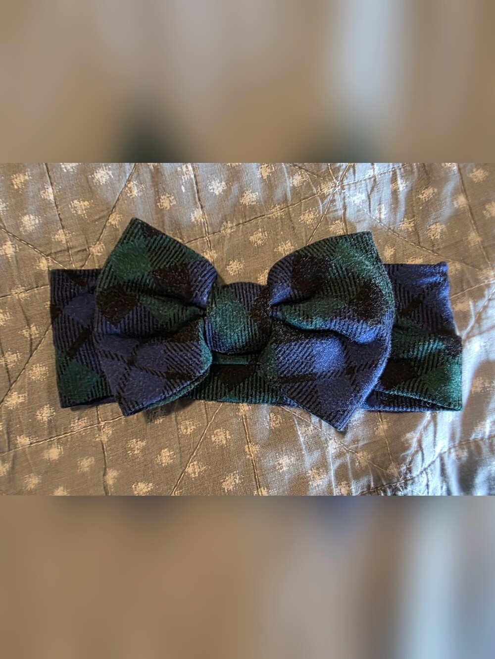 Little Sleepies Bow Navy Plaid
